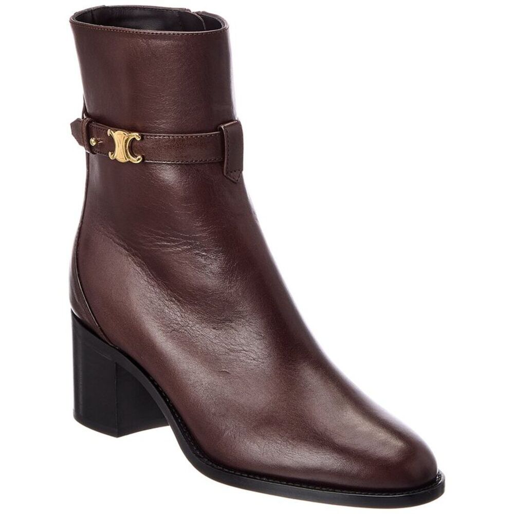 Celine Triomphe Leather Boot, Brown